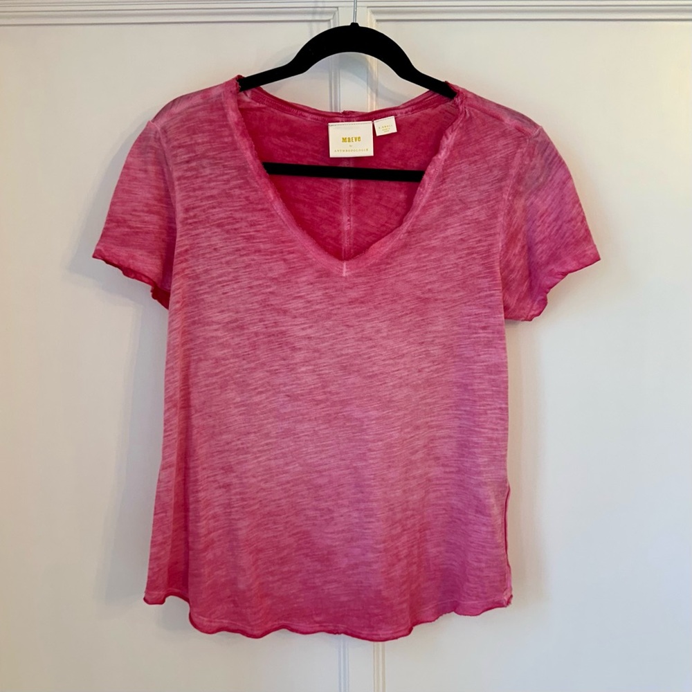 NWOT Anthropologie/Maeve Pink V-neck Tee Size XS